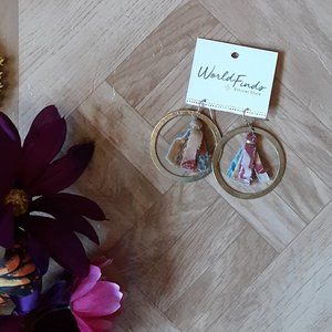NWT World Finds Kantha Encircled Tassel Earrings